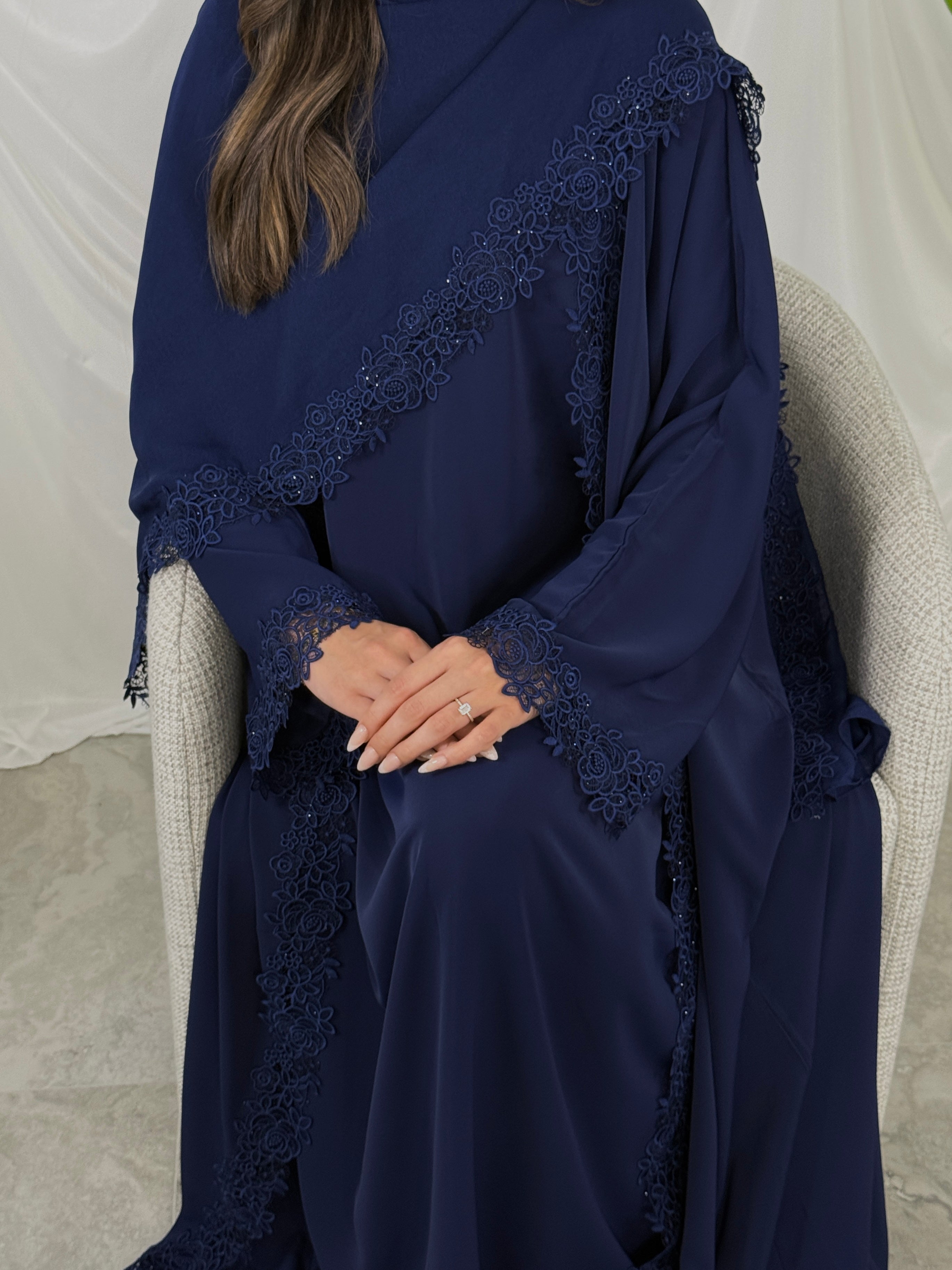 Leylani Lace Abaya - Navy (Preorder)