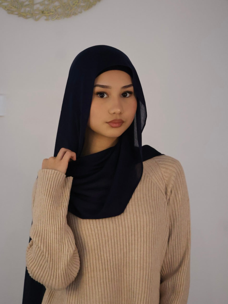 Navy Modal Hijab Set