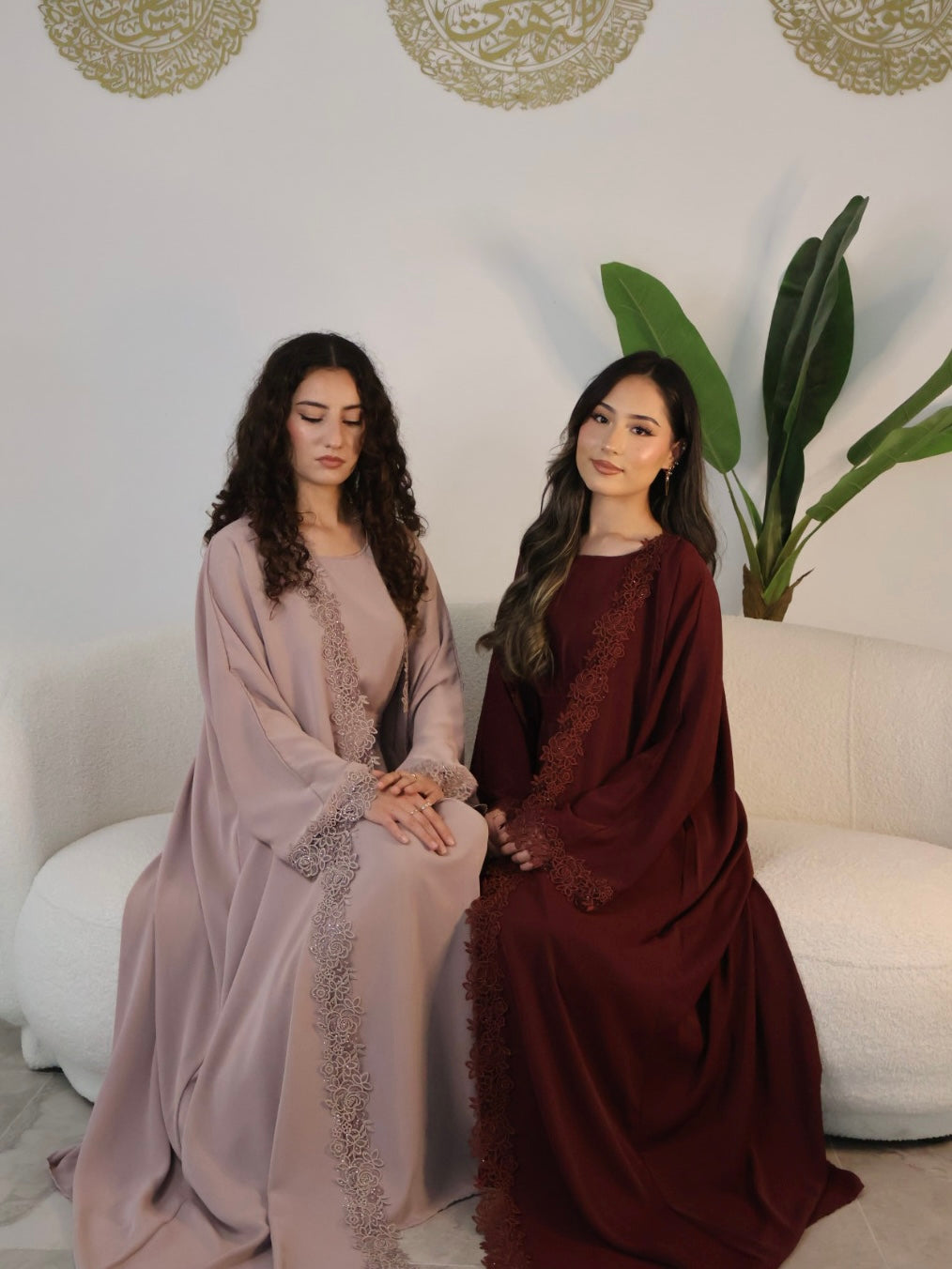 Leylani Lace Abaya - Maroon (Preorder)