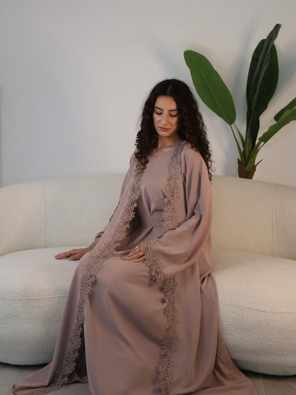 Leylani Lace Abaya - Petal