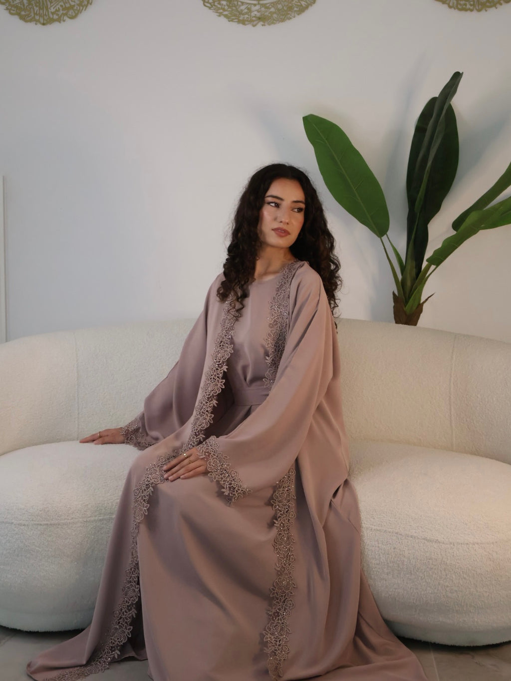 Leylani Lace Abaya - Petal