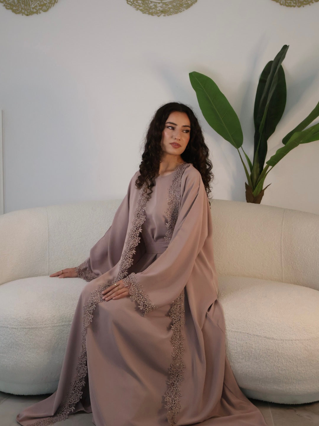 Leylani Lace Abaya - Petal