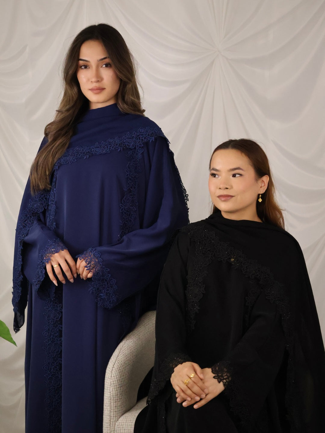 Leylani Lace Abaya - Navy (Preorder)