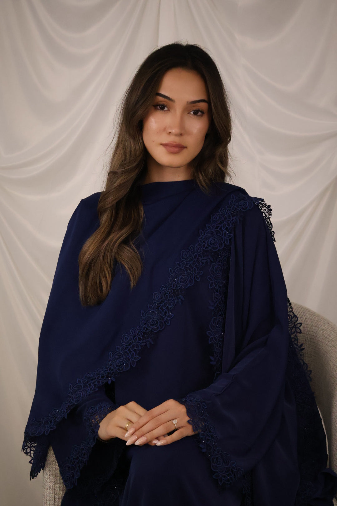 Leylani Lace Abaya - Navy (Preorder)