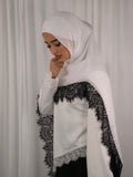 Modal Lace Hijab -White with Black Lace