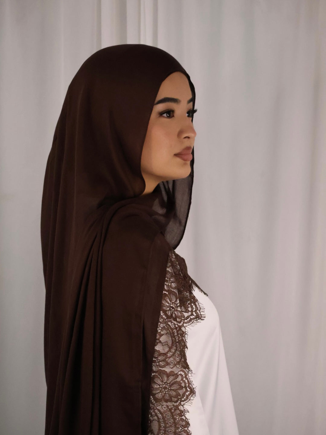 Lace Modal Hijab - Brown (Preorder)