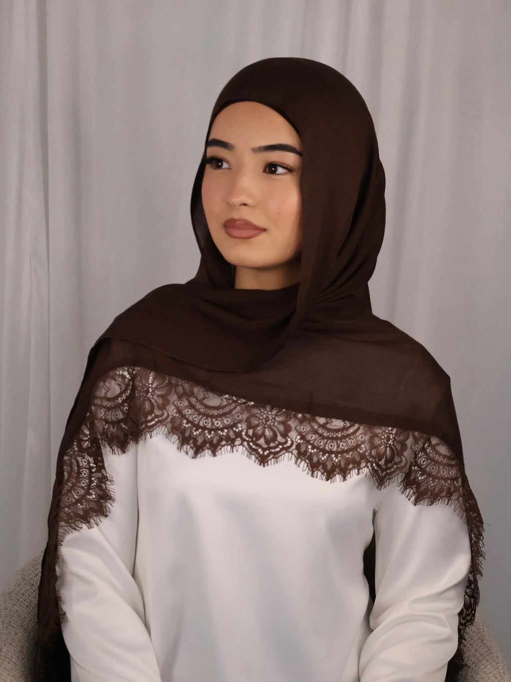Lace Modal Hijab - Brown (Preorder)