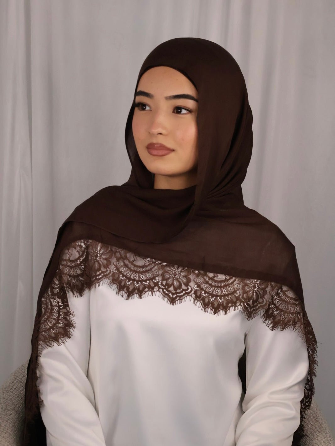 Lace Modal Hijab - Brown (Preorder)