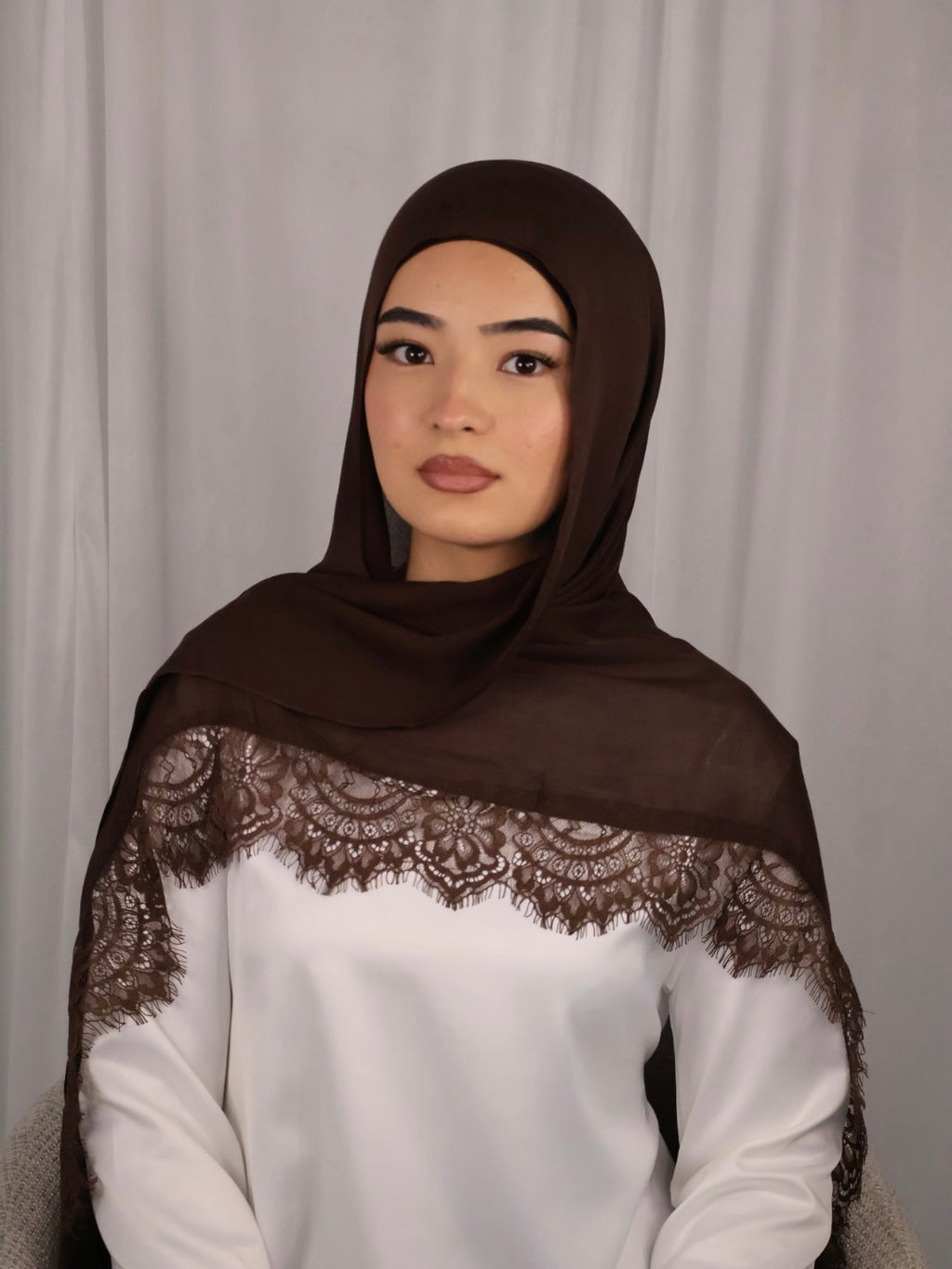 Lace Modal Hijab - Brown (Preorder)