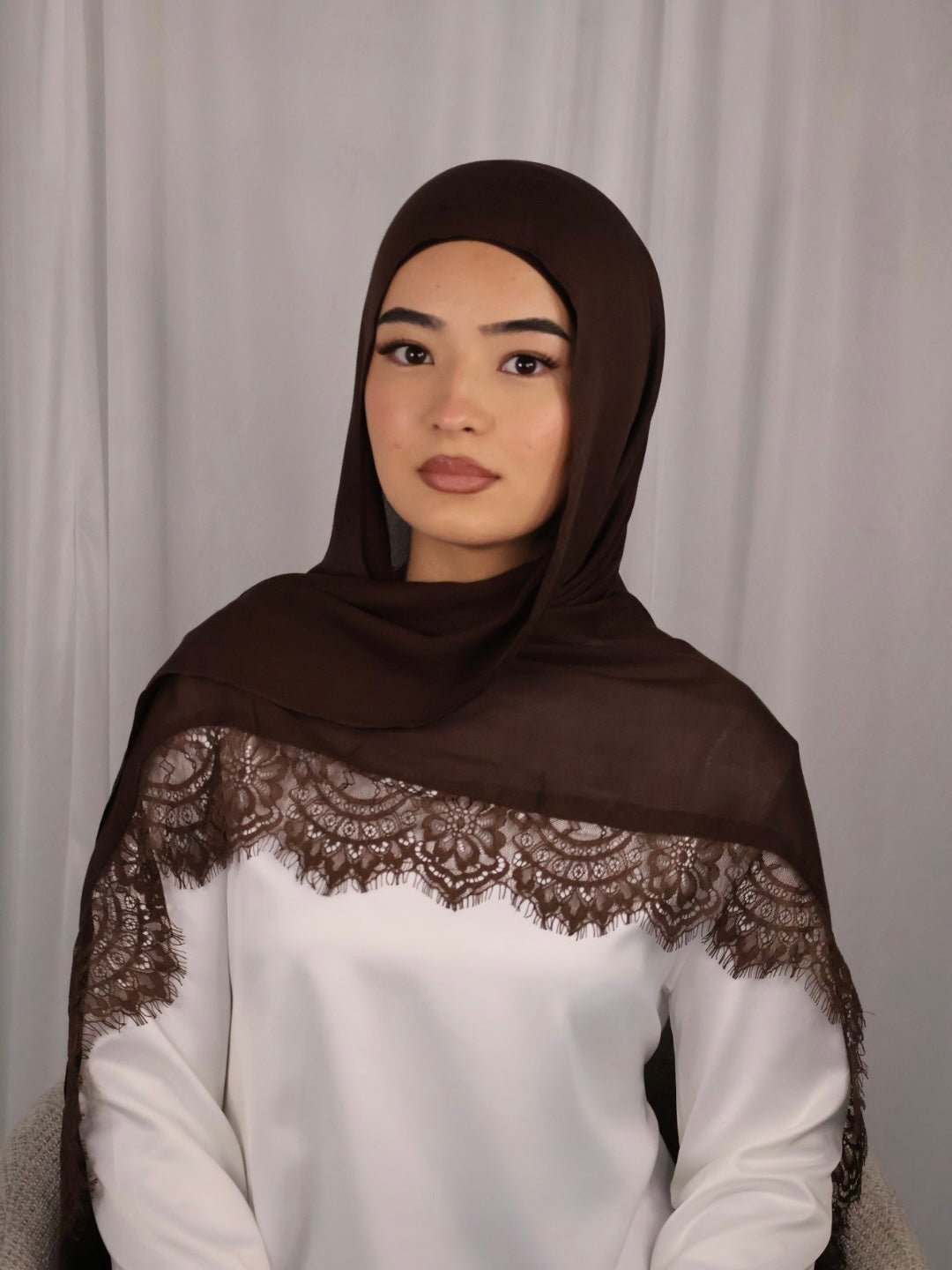 Lace Modal Hijab - Brown (Preorder)