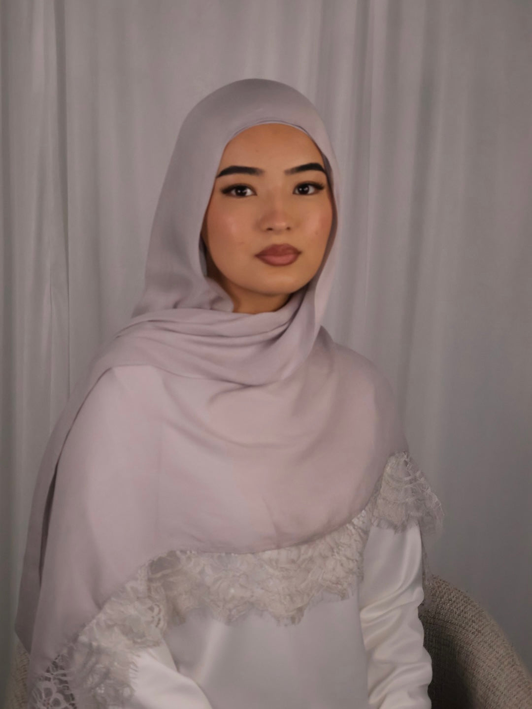 Lace Modal Hijab - Grey