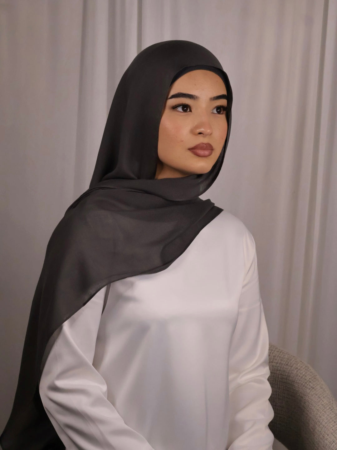 Dark Grey Modal Hijab Set