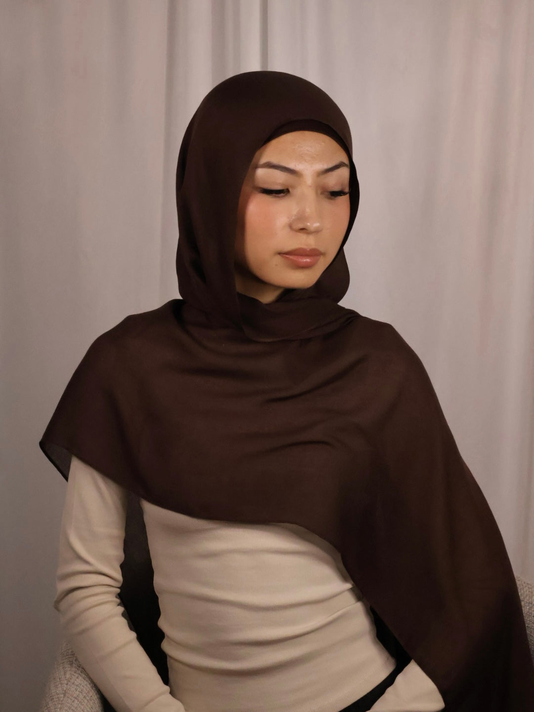 Dark Brown Modal Hijab Set