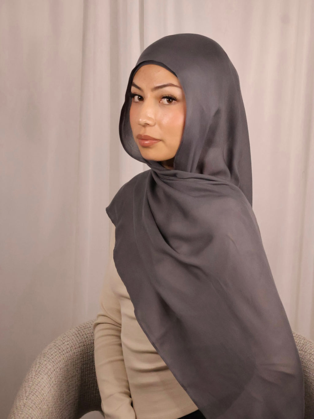 Grey Modal Hijab Set