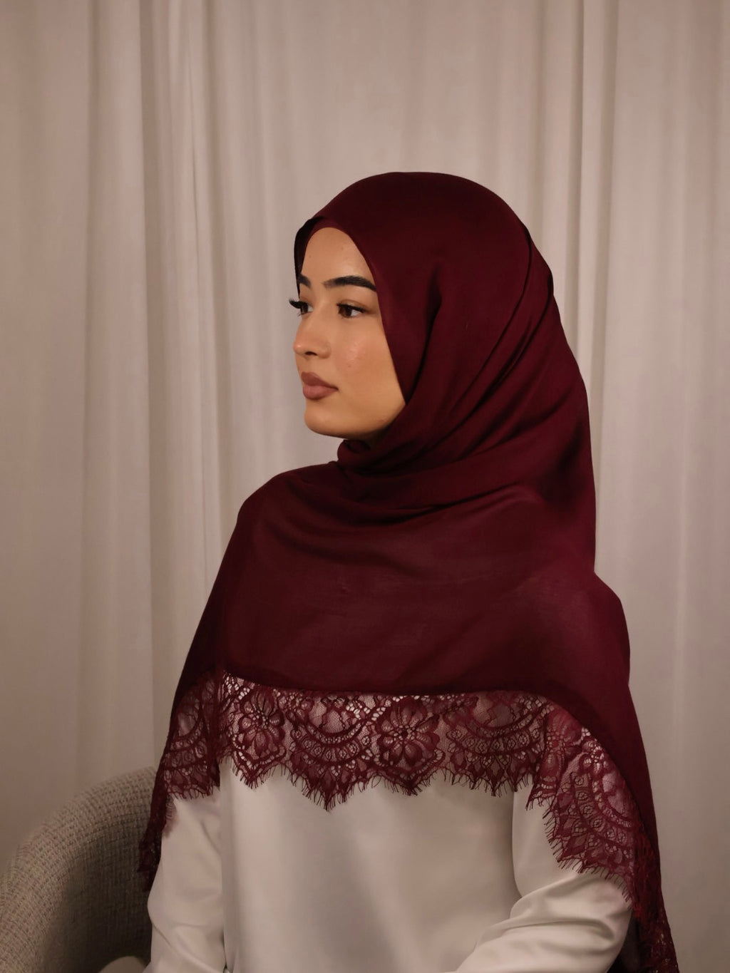 Lace Modal Hijab - Maroon (Preorder)