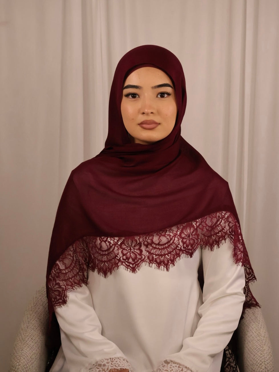 Lace Modal Hijab - Maroon (Preorder)